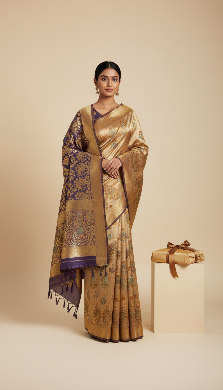 Ivory Minimalist Silk Saree