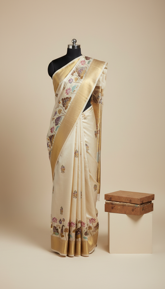 Vermilion Ombre Silk Saree